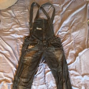 Fornarina dark wash skinny overalls